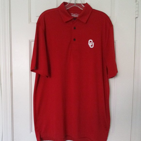 Straight Down Mens S/S Oklahoma Sooners Red Stretch Golf Polo Shirt NWOT- Medium - Picture 3 of 3